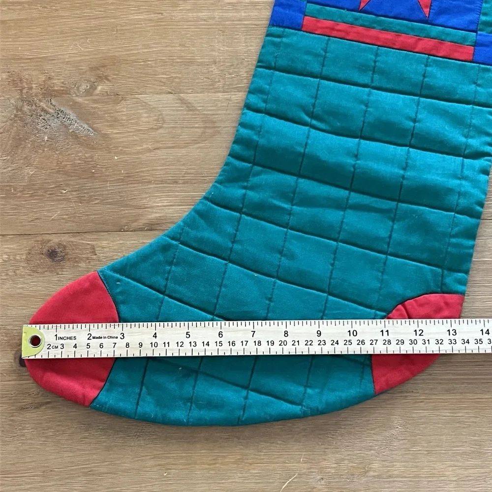 Set of 2 Quilted Christmas Stockings Patchwork Star Farmhouse Barn Quilt Rustic